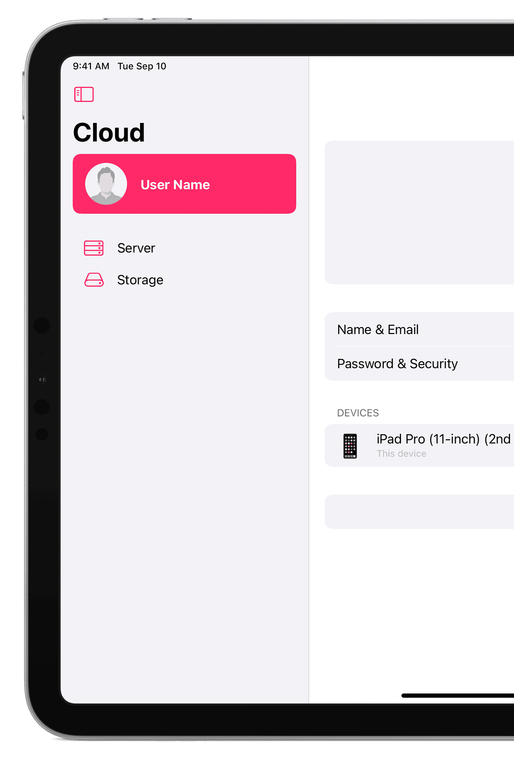 Image of a Cloud Client application running on an iPad